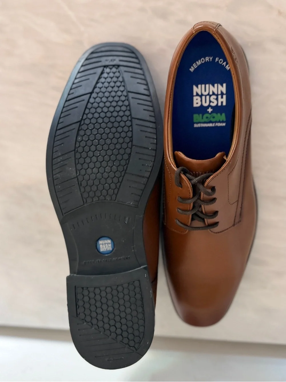 Nunn Bush Baxter Oxford Brown Leather Dress Shoes Mens 11.5 NEW Comfort